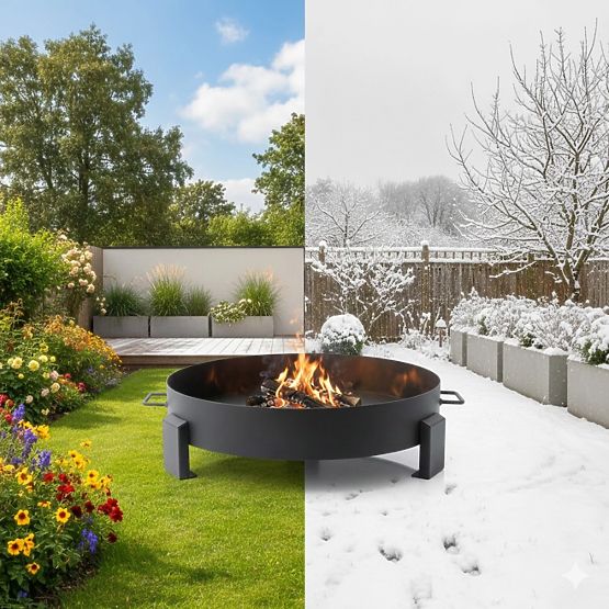 Velké pevné zahradní litinové ohniště 60 cm s držadly ideální pro táborák