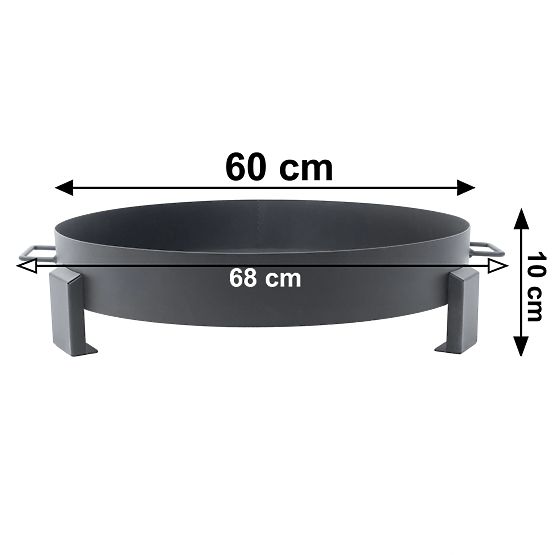 Velké pevné zahradní litinové ohniště 60 cm s držadly ideální pro táborák