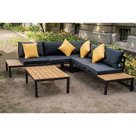 Velký hliníkový rohový set se stolkem MASSIMO černý