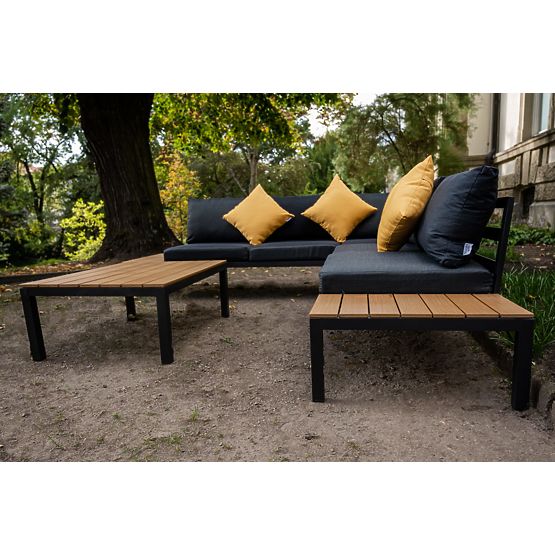 Velký hliníkový rohový set se stolkem MASSIMO černý