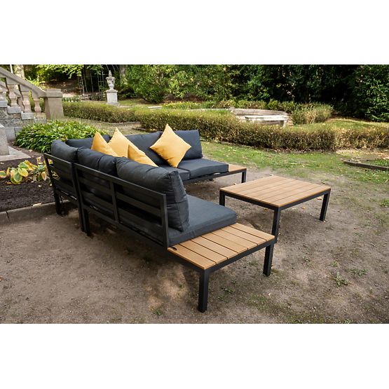 Velký hliníkový rohový set se stolkem MASSIMO černý