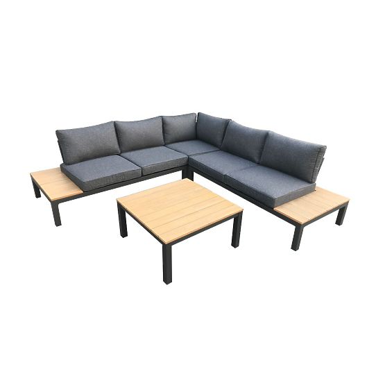 Velký hliníkový rohový set se stolkem MASSIMO černý