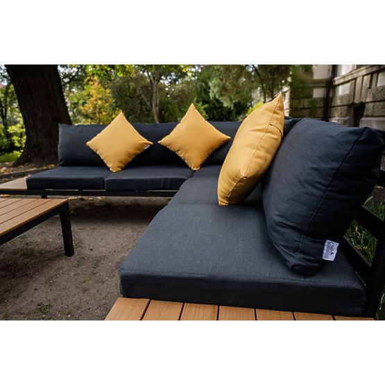 Velký hliníkový rohový set se stolkem MASSIMO černý