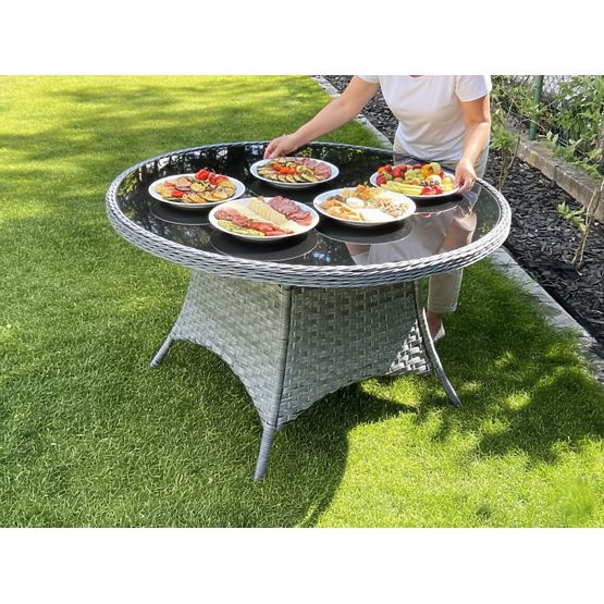 Velký kulatý stůl z technoratanu MODERNO světle šedý