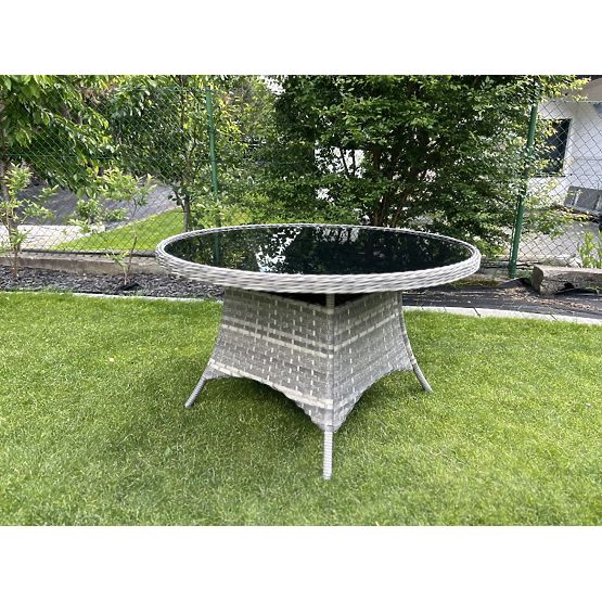 Velký kulatý stůl z technoratanu MODERNO světle šedý