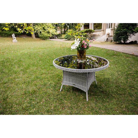 Velký kulatý stůl z technoratanu MODERNO světle šedý