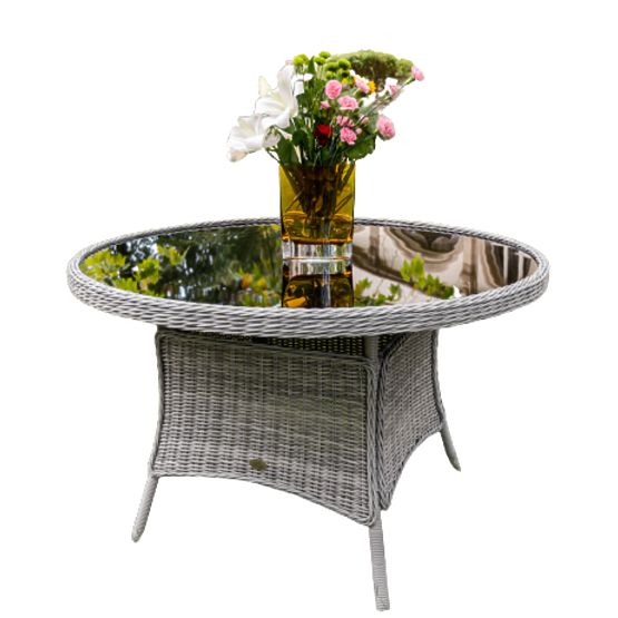 Velký kulatý stůl z technoratanu MODERNO světle šedý