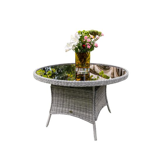 Velký kulatý stůl z technoratanu MODERNO světle šedý