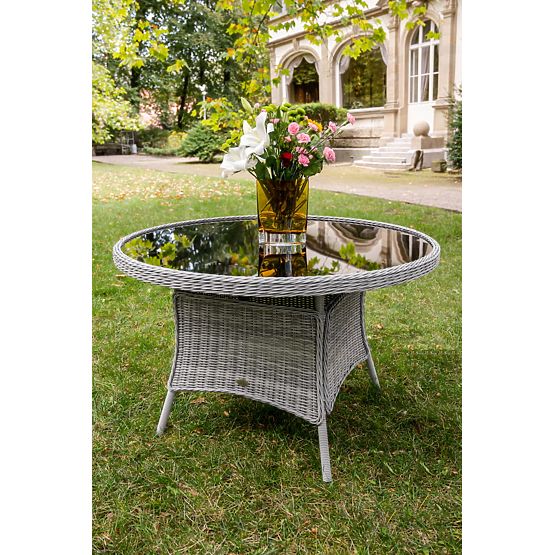 Velký kulatý stůl z technoratanu MODERNO světle šedý