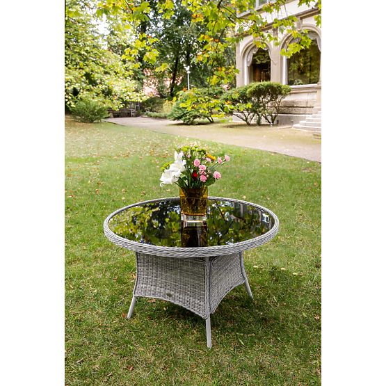 Velký kulatý stůl z technoratanu MODERNO světle šedý