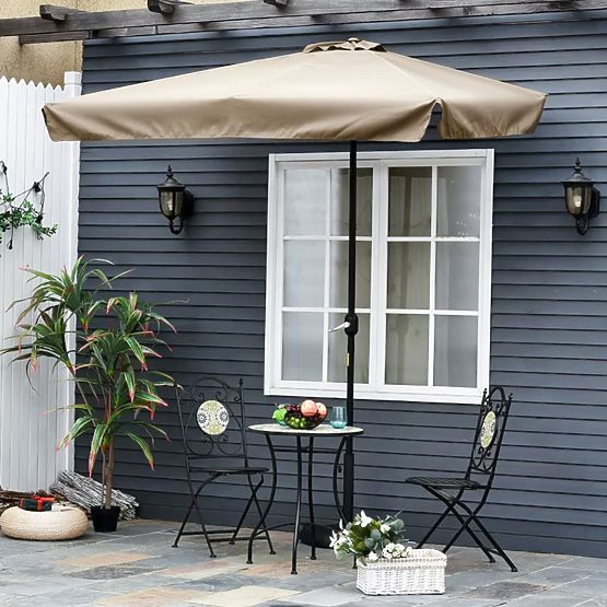 Velký obdélníkový zahradní nakloněný skládací slunečník s klikou béžový 200 x 140 cm