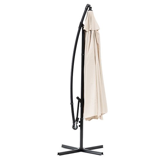 Velký zahradní skládací slunečník na výložníku 3m béžový 6 žeber