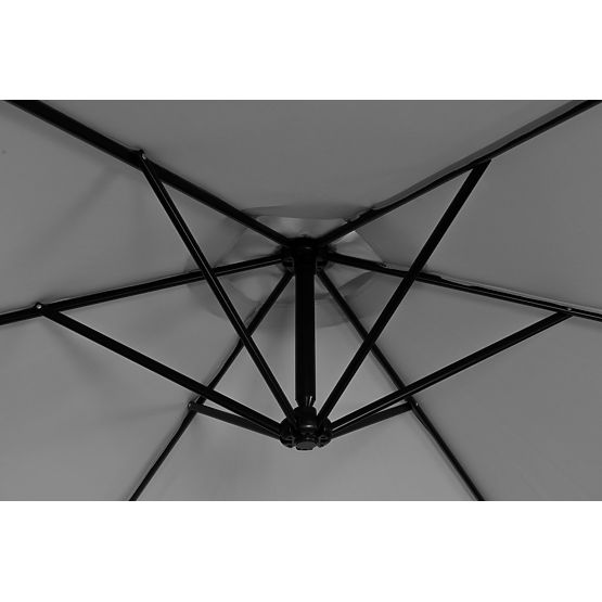 Velký zahradní skládací slunečník na výložníku 3m šedý 6 žeber