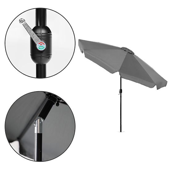 Velký zahradní slunečník 3m šikmý s klikou šedý