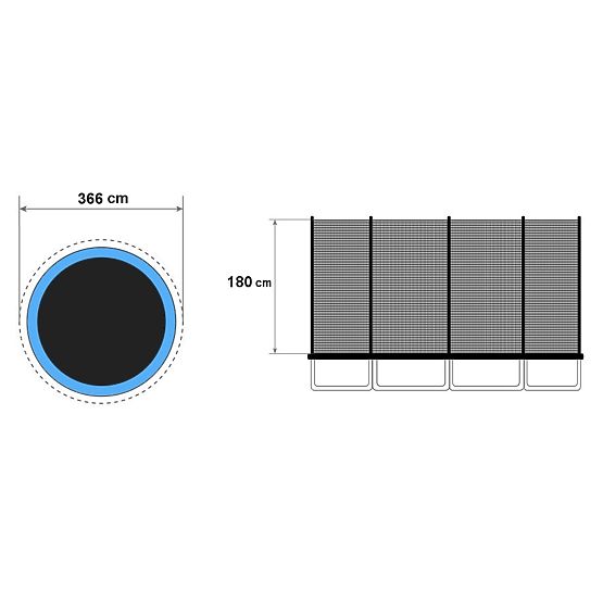 Venkovní síť na trampolínu 366 cm 12 ft/8 sloupků