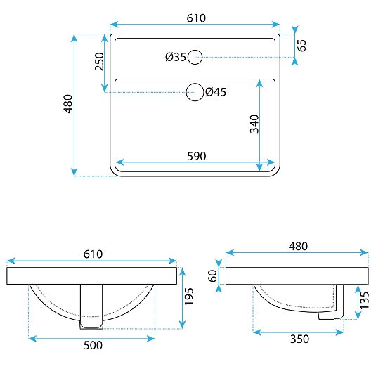 Vestavné umyvadlo Rea ALISHA
