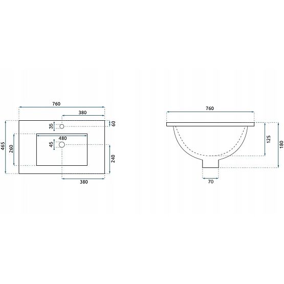 Vestavné umyvadlo Rea Dafne 75
