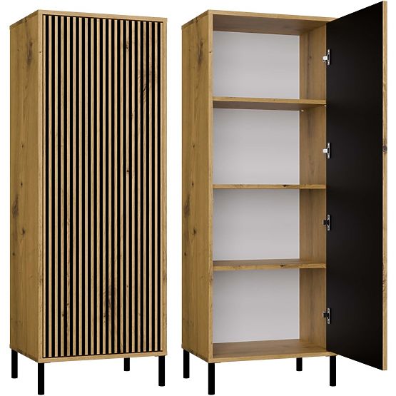 Vitrína KAMARO 1DD SLIM DUB ARTISAN Lamelový Čelní Panel