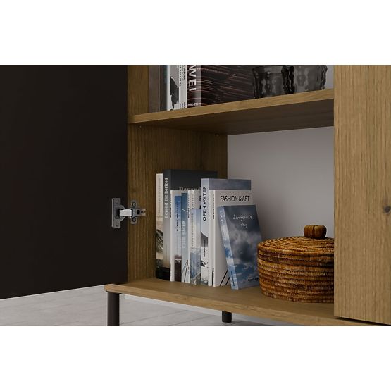 Vitrína KAMARO 2DD SLIM/HLADKÝ DUB ARTISAN Lamelový Přední Rýhovaný + Klasický