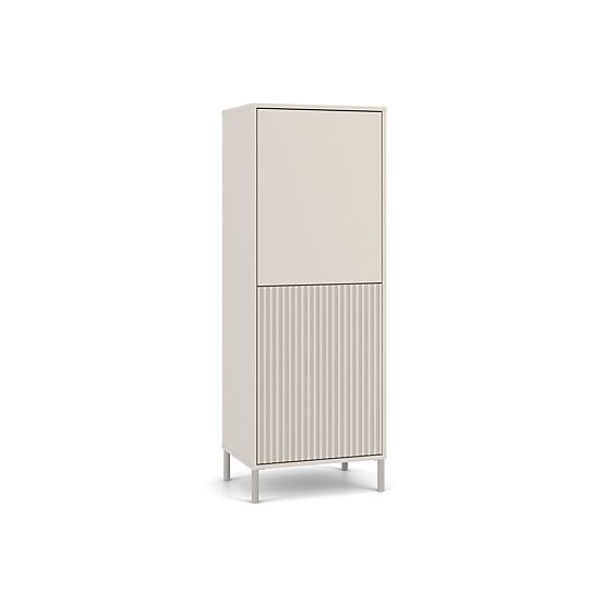 Vitrína KAMARO 2DK SLIM/HLADKÝ KAŠMÍR Lamelový Rýhovaný + Klasický Čelní Panel