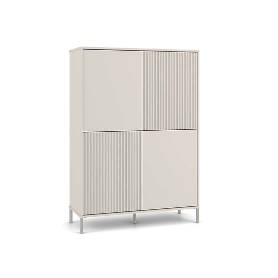 Vitrína KAMARO 4DK SLIM/HLADKÝ KAŠMÍR 4 Dveře Lamely Rýhovaný + Klasický Přední