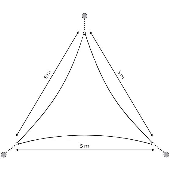 Voděodolná sluneční plachta stříška 5x5x5m ModernHome - béžová