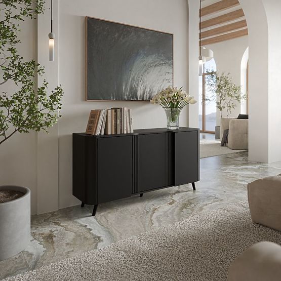 VOLARE komoda 150 3D černý mat/ černý mat