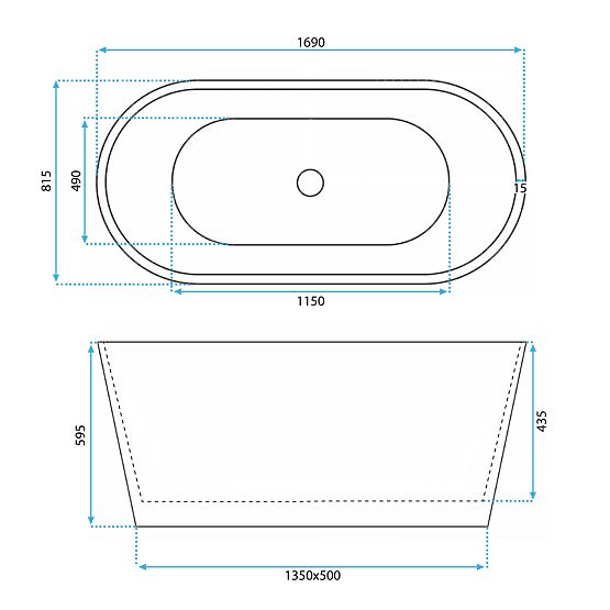 Volně stojící akrylátová vana GAJA 170