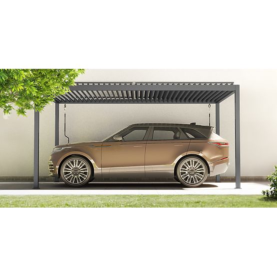 Volně stojící zahradní pergola Antilla z hliníku, 5x3 m, bioklimatická, pohyblivé lamely, antracitov