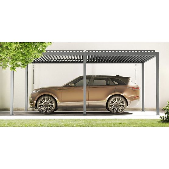 Volně stojící zahradní pergola Antilla z hliníku, 6x3 m, bioklimatická, pohyblivé lamely, antracitov