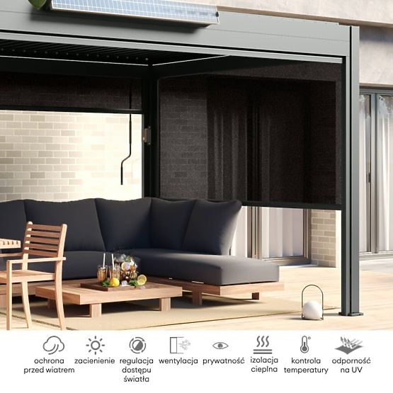 Volně stojící zahradní pergola Antilla z hliníku, 6x3 m, bioklimatická, pohyblivé lamely, antracitov