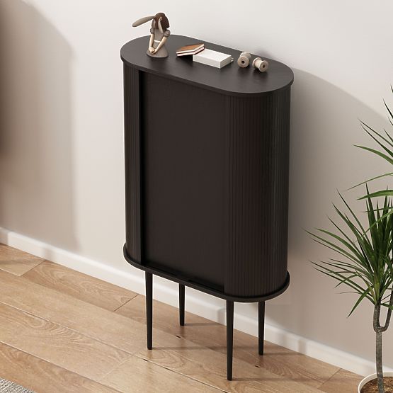 Vysoká komoda Clemente s lamelami, černá