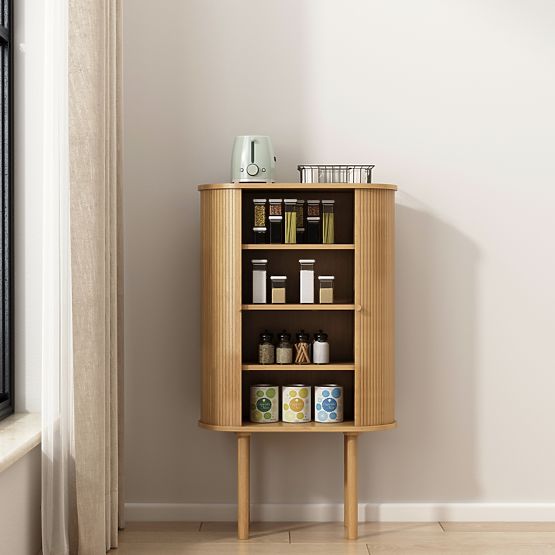 Vysoká komoda Clemente s lamelami, přírodní