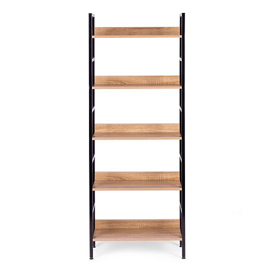 Vysoký loftový regál 5 polic kov MDF ModernHome