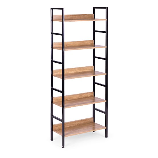 Vysoký loftový regál 5 polic kov MDF ModernHome