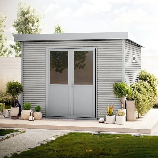 Zahradní domek Ardena 3x3 m 9 m², tmavě šedý, kompozitní dřevo, hliník, snadná montáž