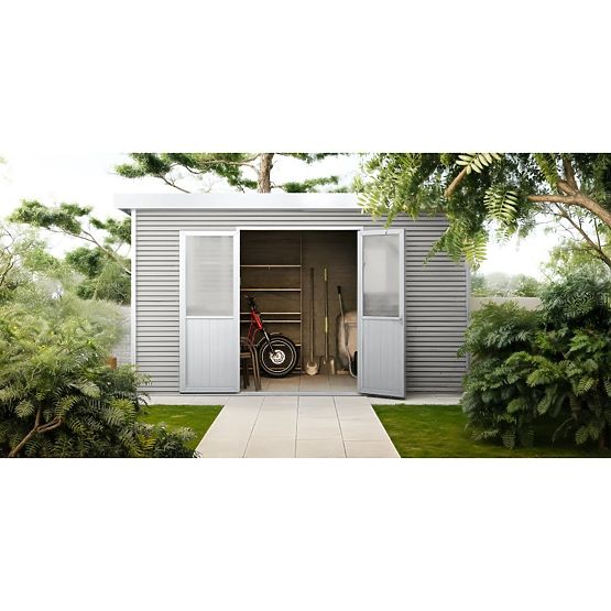 Zahradní domek Ardena 4x3 m 12 m², tmavě šedý, kompozitní dřevo, hliník, snadná montáž