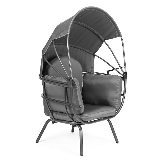 Zahradní křeslo kokon se skládací stříškou šedé ModernHome