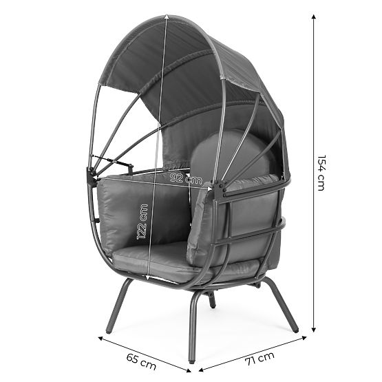 Zahradní křeslo kokon se skládací stříškou šedé ModernHome
