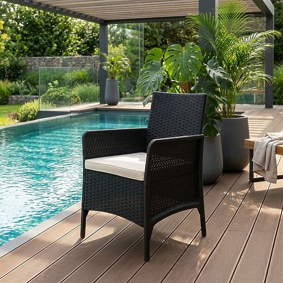 Zahradní křeslo s polštářem židle na balkon terasu zahradu černé MultiGarden