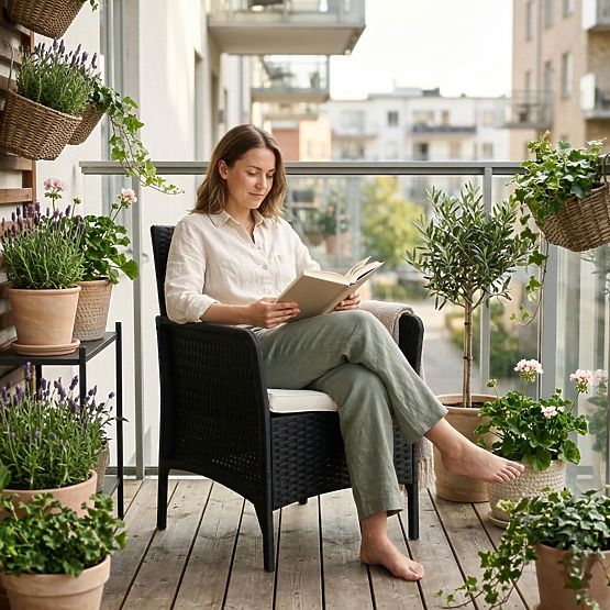 Zahradní křeslo s polštářem židle na balkon terasu zahradu černé MultiGarden