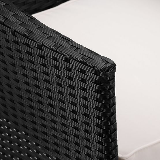 Zahradní lavice z technoratanu pohovka CORDOBA černá s béžovými polštáři