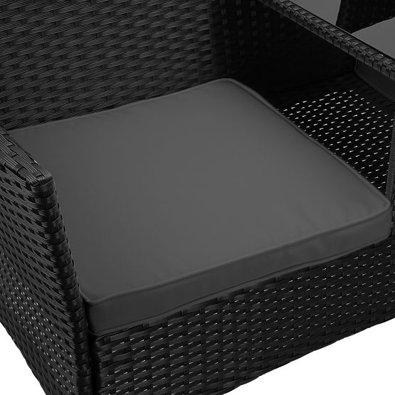 Zahradní lavice z technoratanu pohovka CORDOBA černá s šedými polštáři