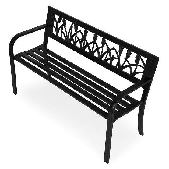 Zahradní lavička s dekorativním opěradlem 120x50 cm kovová parková černá MultiGarden