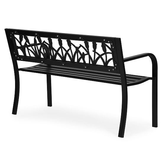 Zahradní lavička s dekorativním opěradlem 120x50 cm kovová parková černá MultiGarden