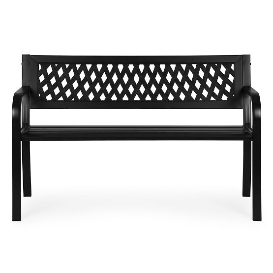 Zahradní lavička s mřížkovým opěradlem 120x50 cm kovová parková černá MultiGarden
