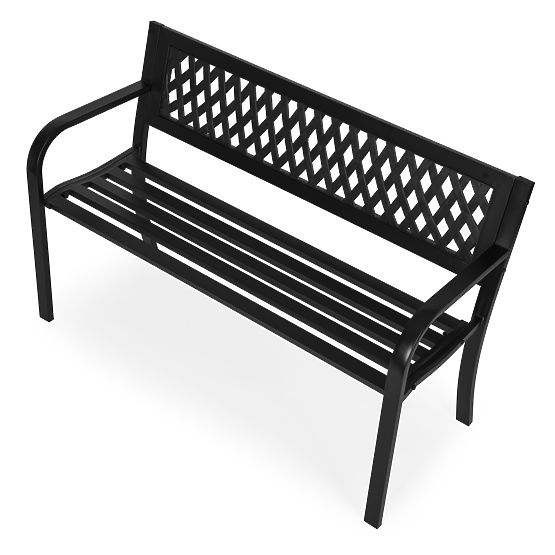 Zahradní lavička s mřížkovým opěradlem 120x50 cm kovová parková černá MultiGarden