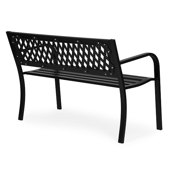 Zahradní lavička s mřížkovým opěradlem 120x50 cm kovová parková černá MultiGarden