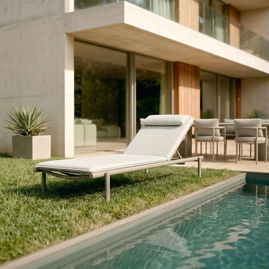 Zahradní lehátko Amarello nastavitelné, hliníkové, světle béžové/béžovošedé