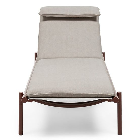 Zahradní lehátko Amarello nastavitelné, hliníkové, světle béžové/bordově hnědé